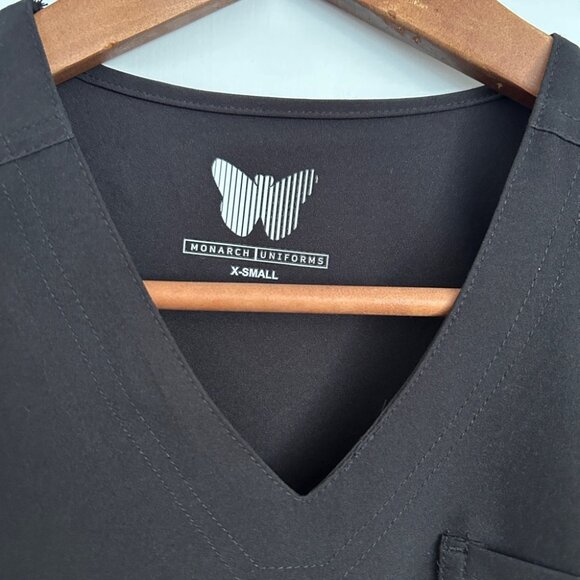 BNWOT Monarch Scrub Top in Black with Orange Detailing Size XS - Picture 7 of 10